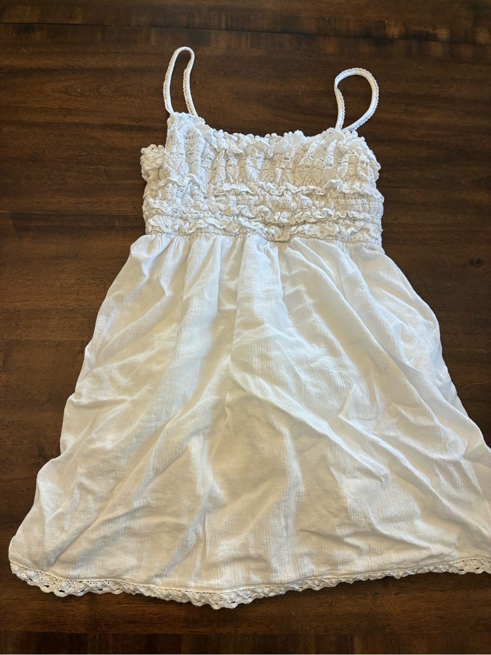 American Eagle Dress Women’s Medium White Mini Smocked Sleeveless Pockets